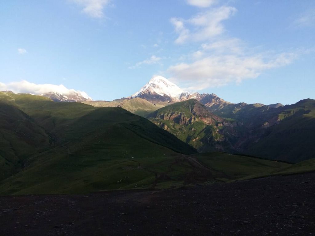 hiking the Gergeti glacier in georgia